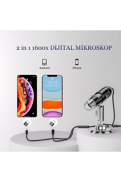 IntersTech Portable Digital Microscope with 8 Leds - 1600X Skin and Hair Biological Analysis