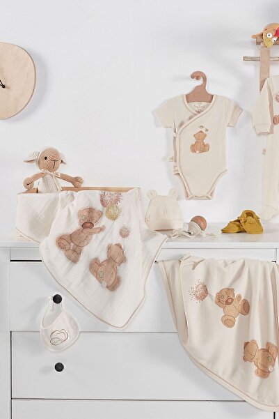 tinylamb Fluffy Bear Unisex 10 Pieces - 100% Cotton Organic Hospital Discharge Set