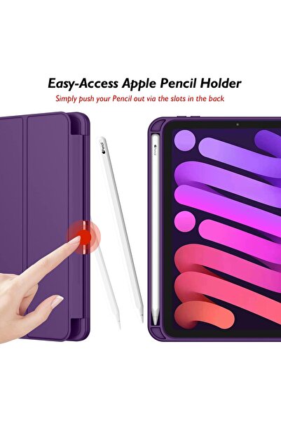 AWH iPad Mini6 Case 8.3" 2021,6th Gen with Pencil Holder, Trifold Stand, Auto Wake/Sleep Dark Purple