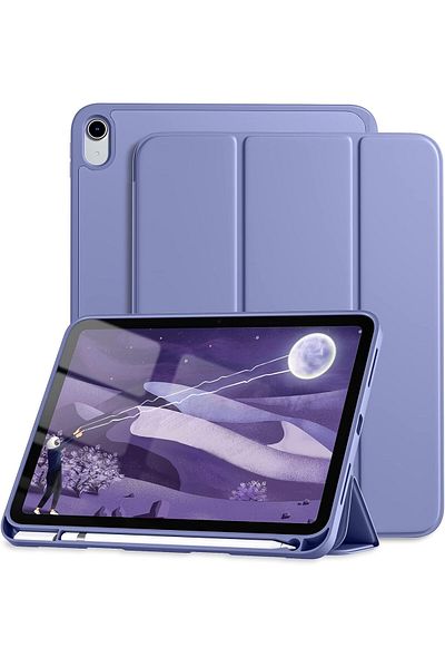 AWH حافظة iPad 10th Gen 2022، حامل ثلاثي الطيات، حامل أقلام، وضع السكون/التنشيط التلقائي، 10.9 بوصة، أزرق أرجواني