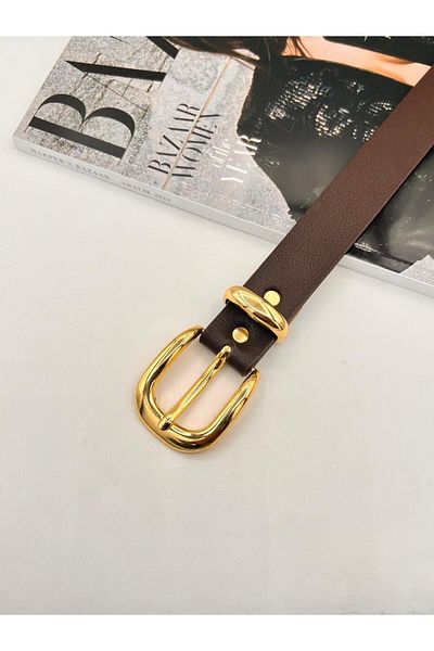 MODAM HİFA Basic Buckle Gold Γυναικεία Ζώνη Παντελόνι Ζώνη Φόρεμα Ζώνη Πουκάμισο Ζώνη Ζώνη Μπουφάν