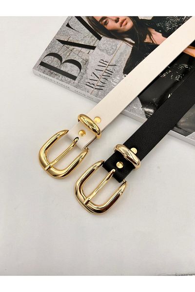 MODAM HİFA 2 τμχ Basic Buckle Gold Γυναικεία ζώνη παντελονιού Ζώνη φόρεμα Ζώνη πουκάμισο Ζώνη παλτό