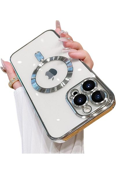 AWH iPhone 14 Pro Max  with Camera Lens Protector, MagSafe Compatible, Shockproof, Silver
