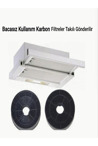 Uygun Hibsan Beyaz Aspiratör Çift Motorlu Bacasız Kullanım Için 2 Adet Karbon Filtre Hediyeli