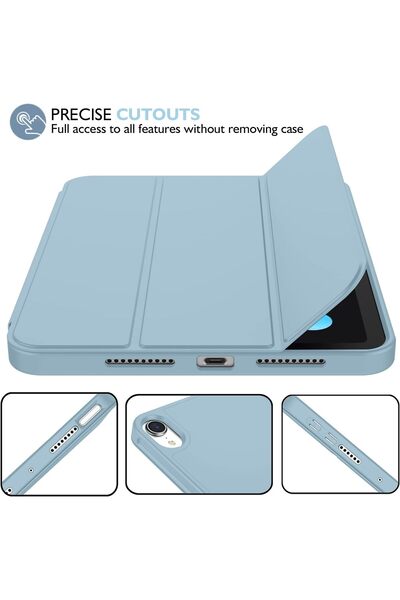 AWH iPad Mini 6 Case 8.3" 2021 with Pencil Holder, Trifold Stand, Auto Wake/Sleep - Light Blue