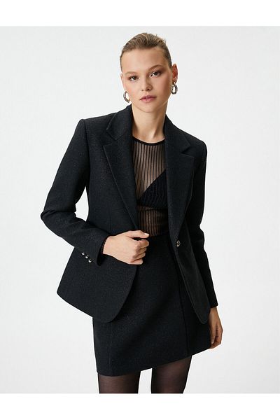 Koton Glitzernde Blazerjacke mit einem Knopf