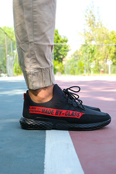 Riccon Černé červené Pánské Skin Sneakers 0012santo