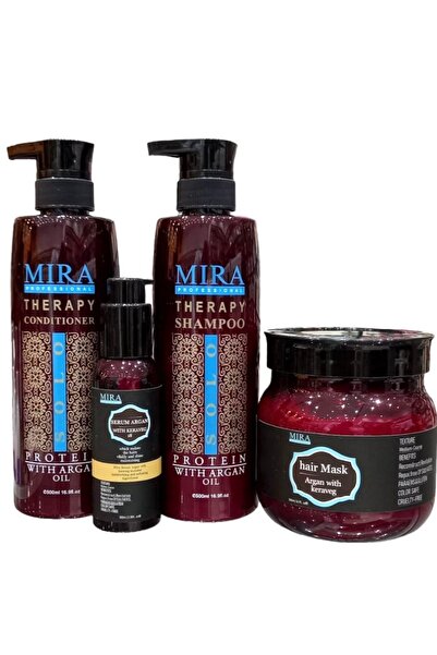 Mira شامبو 500 مل وبلسم 500 مل و ماسك 500 مل وسيروم 100 مل بزيت لأرجان والبروتين