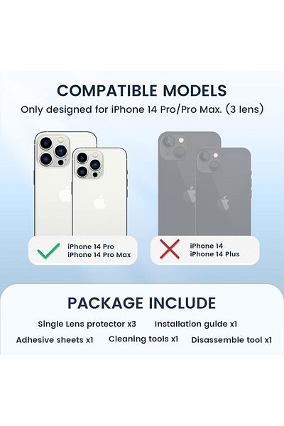 AWH Camera Lens Protector for iPhone 14 Pro Max/Pro, Anti-Scratch HD Tempered Glass, Deep Purple