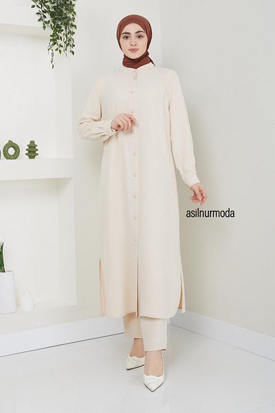 ASİLNUR Sena Ayrobin Buttoned Double Set Beige