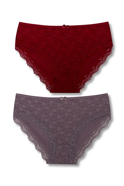 HNX 2 Pack Cotton Lace Front High Waist Large Size Women's Panties