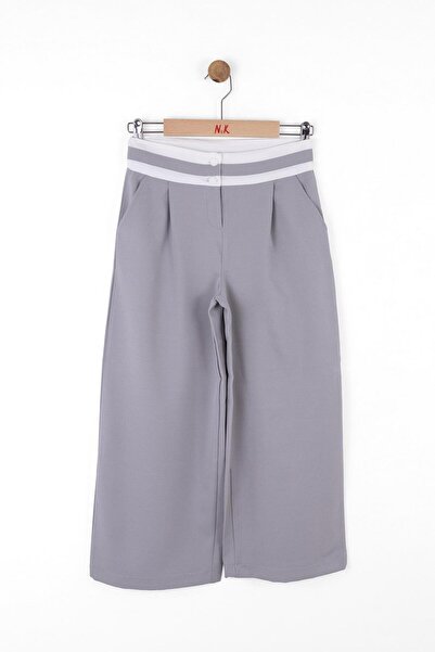 NK Girl's Gray Collared Trousers for Ages 8-14
