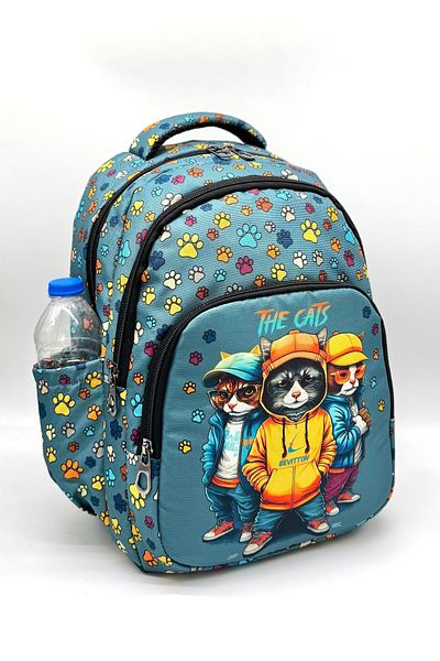 Bevitton Paw and Cat Patterned Men's Primary School Bag Set of 3 Primary School Bag