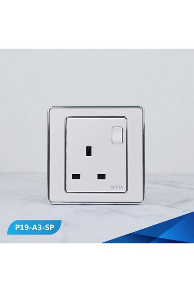 Btm 13 amp socket with pearl and silver switch