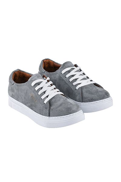 NOOSY Tenis pentru copii unisex din piele naturală gri