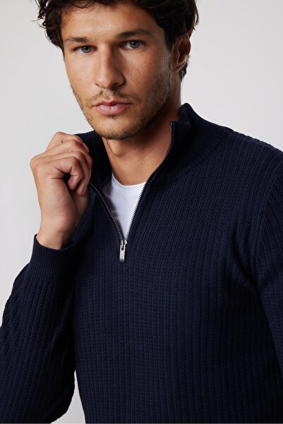 Tudors Ανδρικό πλεκτό πουλόβερ με φερμουάρ με φερμουάρ σε λεπτή εφαρμογή με λεπτή εφαρμογή