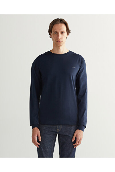 Gant Erkek Lacivert Slim Fit Bisiklet Yaka T-Shirt