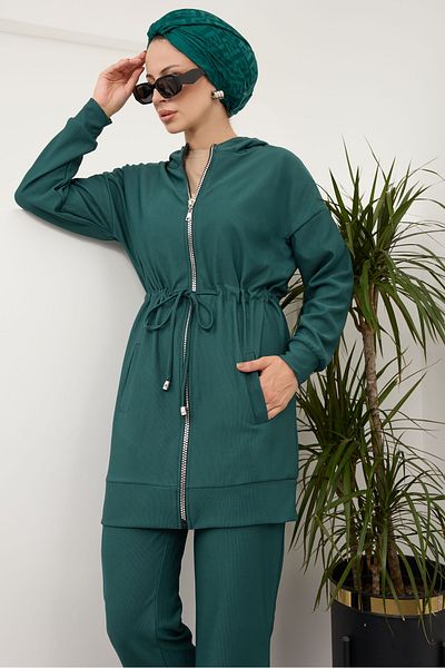 DİVİNE LİNE Hooded Women's Double Suit - with Waist Laces and Zipper