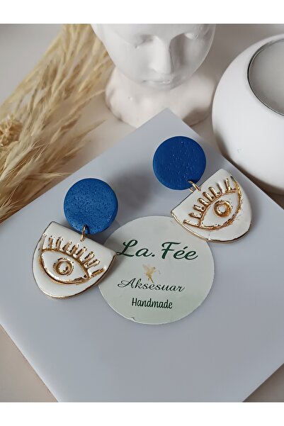 La fee aksesuar 6 أقراط شعيرات بوليمر بتفاصيل عين الشر من الفولاذ - للنساء