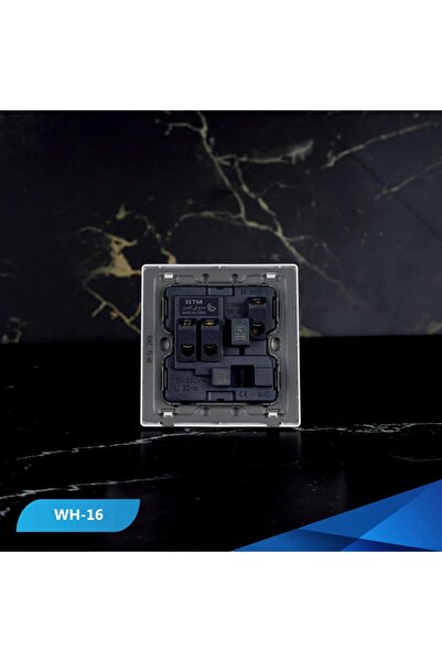 Btm مقبس 13 أمبير مع مفتاح بيانو خشبي أبيض - 3 قطع