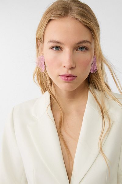 Stradivarius Textured flower fan earrings