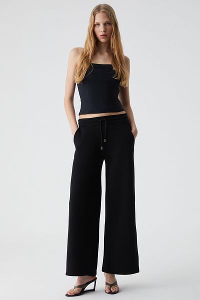 GRIMELANGE Netta Women's Oversize Fit Elastic Waist Black Sweatpants