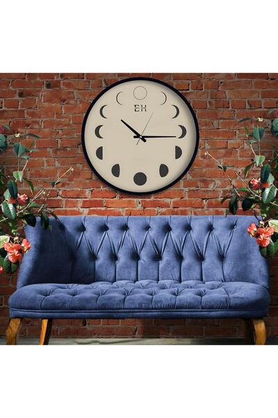 EMYA HOME ساعة حائط خشبية مصنوعة يدوياً مقاس 30 سم من مراحل القمر