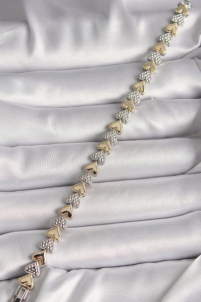 Mu Art Ahşap Brass Mix Color Zircon Stone Heart Model Vip Series Women's Bracelet
