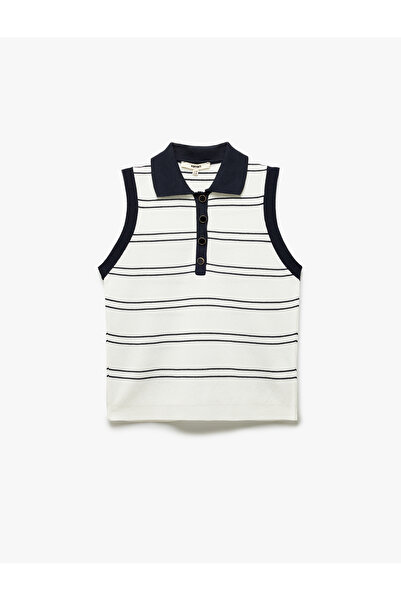 Koton Color Contrast Sleeveless Polo Neck Knitwear Blouse