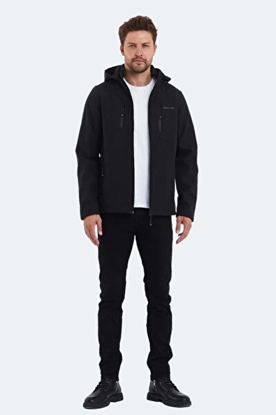 Slazenger St21je004 Ha-yun Erkek Softshell Kapüşonlu Mont & Kaban - - Siyah