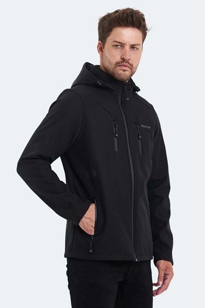 Slazenger Ha-Yun St21Je004 Men's Black Softshell Hooded Coat & Coat