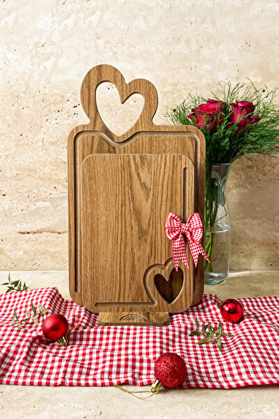 Tezyinat Wood 3 قطع خشبية المظهر 8 مم MDF عرض لوح التقطيع وحامل لعيد الحب