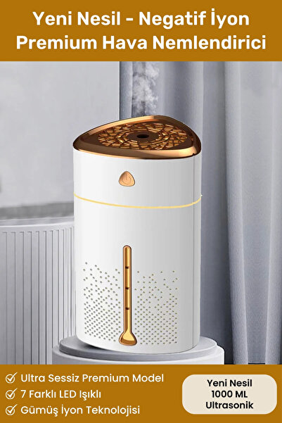 Noriyen Yeni Nesil Negatif İyon Büyük 1000 ML Ultrasonik Hava Nemlendirici Lü...