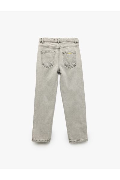 Koton Cotton Denim Trousers with Adjustable Elastic Waist Pocket Detail