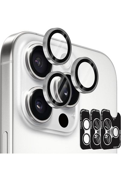 AWH مجموعة من 3 قطع من واقيات عدسات الكاميرا المتوافقة مع iPhone 16 Pro 6.3"/16 Pro Max 6.9"، من التيتانيوم الأبيض