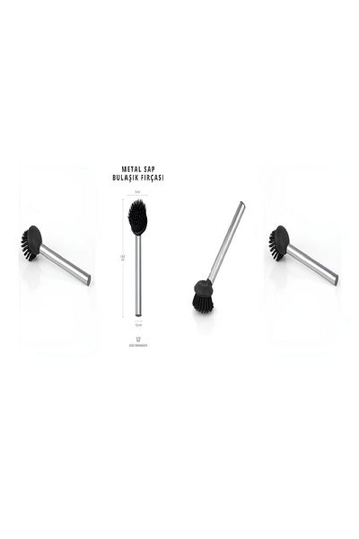 Milena Life Mini Size 4-Piece Metal Handle Multi-Purpose Sink and Dish Brush Set (4 Pcs) 19 cm