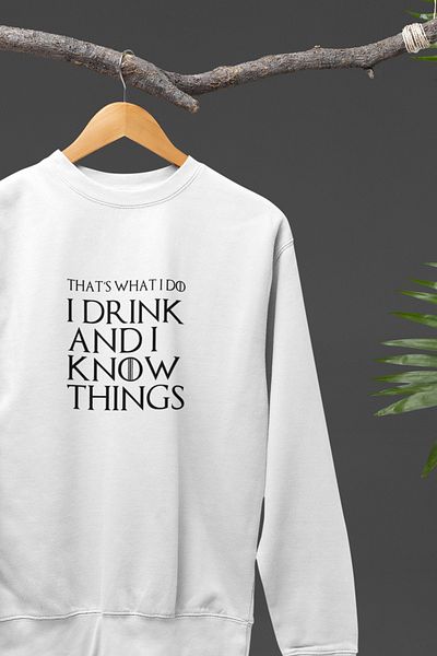 qoeuyl boutique Φούτερ με στάμπα Game Of Thrones Tyrion Lannister - Αυτό είναι αυτό που κάνω ποτό και ξέρω πράγματα