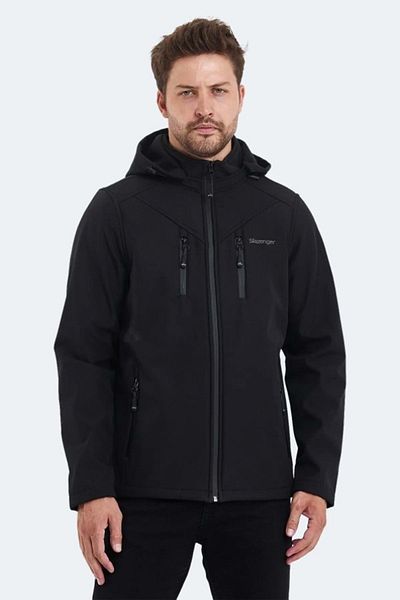 Slazenger Ha-Yun St21Je004 Men's Black Softshell Hooded Coat & Coat