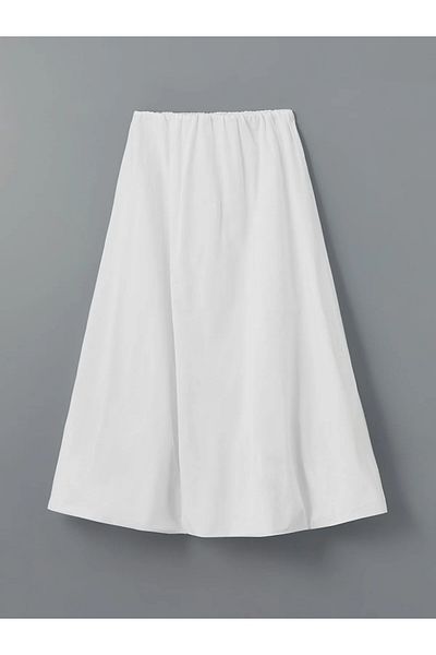 LC Waikiki Fusta cu balon pentru femei din popelin alb modest cu talie elastică
