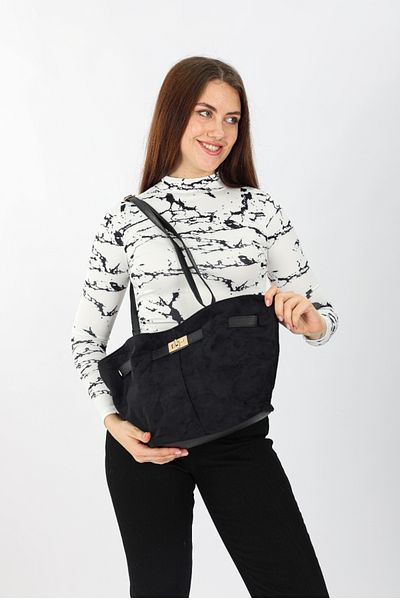 torime Geantă de umăr pentru femei din piele intoarsa - Accesoriu pentru centura, magnet, curea lunga, design elegant