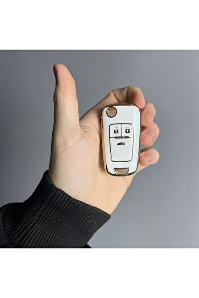 LUXE AKSESUAR Θήκη σιλικόνης Opel/Chevrolet Nano με 3 κουμπιά, λευκή