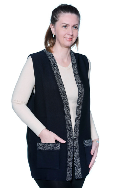 GLCN by Gülcan سترة تريكو بدون أزرار مع ياقة بنمط Karyağdı