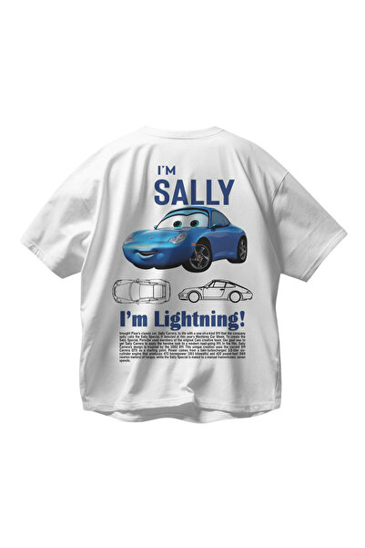 SVART WEAR Sally Cars tricou cu imprimeu supradimensionat Unisex Alb tricou