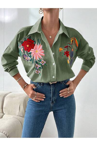 Basko fashion ΓΥΝΑΙΚΕΙΟ ΠΟΥΚΑΜΙΣΟ ΚΕΝΤΗΜΕΝΟ ΜΕ ΛΟΥΛΟΥΔΙΑ