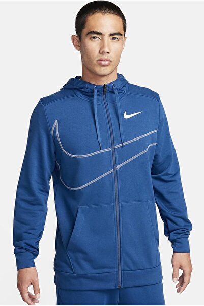 Nike Dri-Fit Fleece Hoodie Full Zip Energy Erkek Mavi Spor Sweatshrit