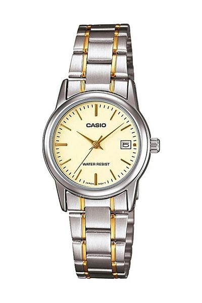 Casio Gold Silver Color Calendar Women's Wristwatch