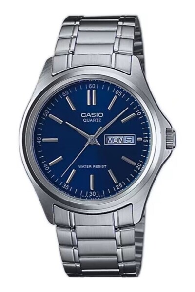 Casio Kadranı Lacivert Kordonu Gümüş Renk Gün Ve Takvim Fonksiyonlu Erkek Kol...