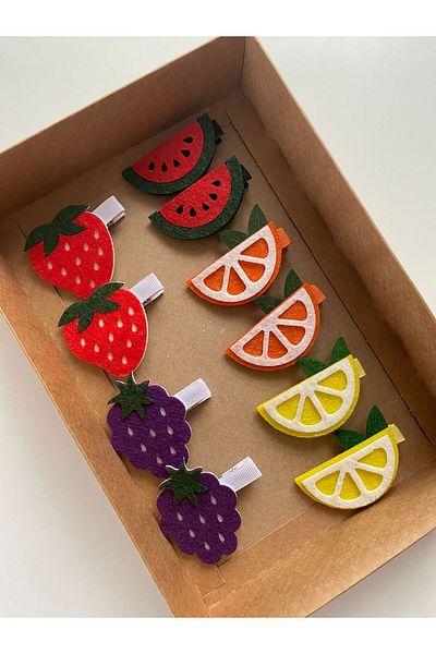 Stil Tasarım Toka Fruit 5 Pairs of Buckles Set Strawberry, Watermelon, Orange, Blackberry, Lemon
