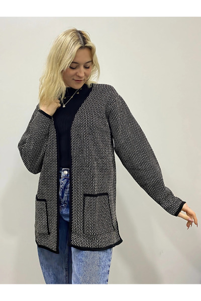 GLCN by Gülcan Patterned Size Buttonless Women's Knitwear Cardigan