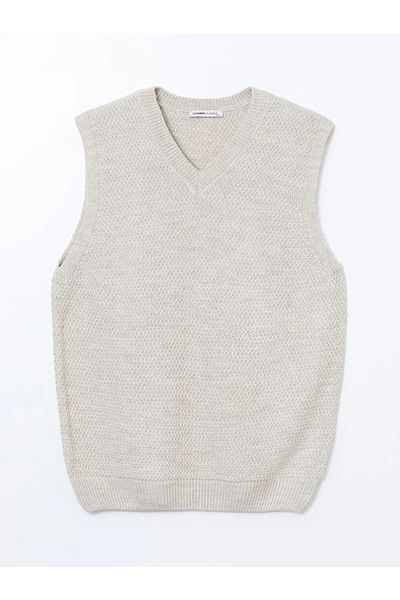 LC Waikiki Lcwaikiki Classic Beige Standard Fit V-Neck Men's Knitwear Sweater